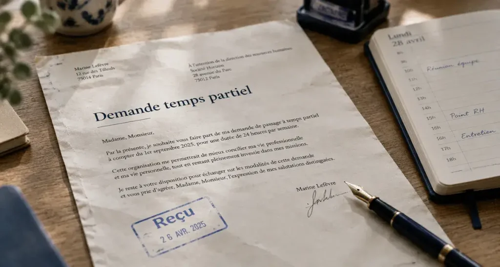 Modèle lettre demande temps partiel : bureau, horaires et délais