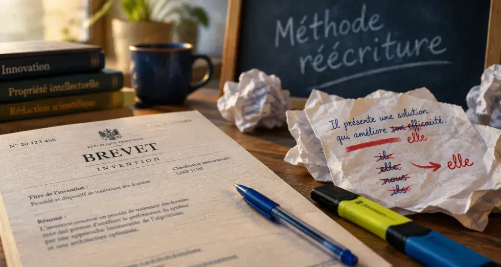 Réécriture brevet : copies et méthode sur table